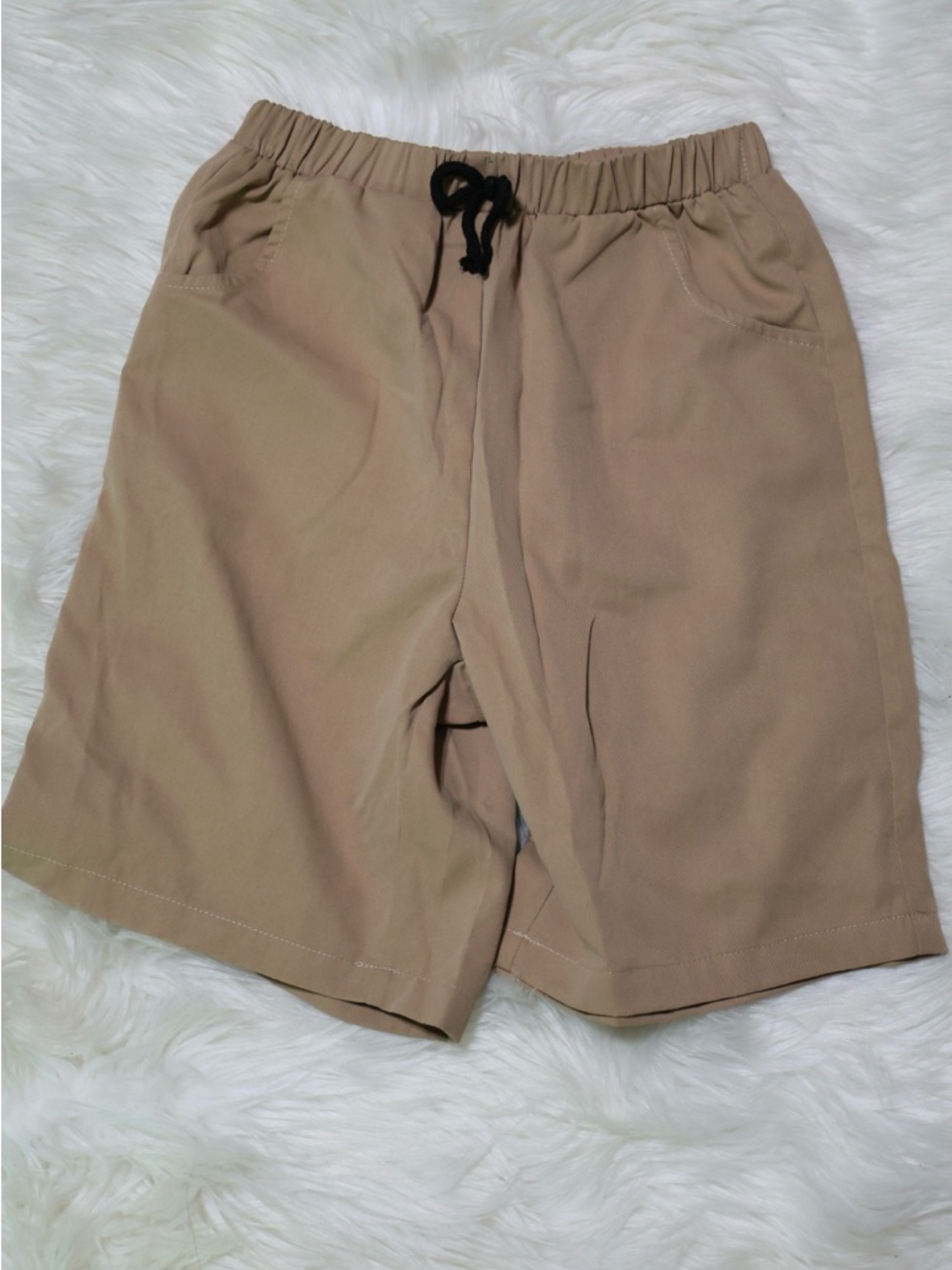 SHEIN Men's Khaki Hybrid Shorts with Black Drawstring